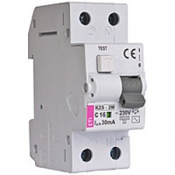 Диференційний автоматичний вимикач ETI KZS-2M, 2р, 20А, 30mA тип А, кат.С