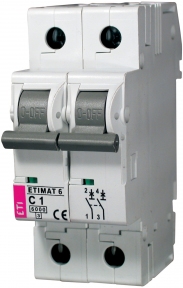 Автоматичний вимикач ETI Etimat 6, 2р, 1.6А, C